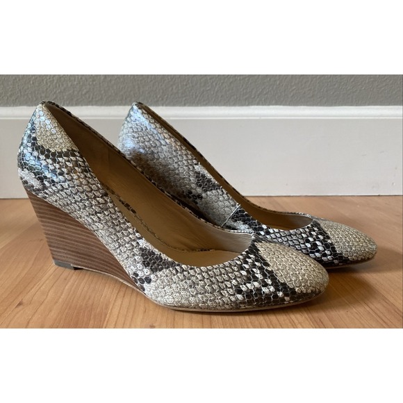 Via Spiga Shoes - Via Spiga Womens Pump Size 6.5 Leather Wedge Heel Snakeskin Dress Shoes